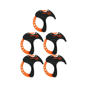 Cable Cuff brand front packaging showing five small 1-inch reusable cuffs and benefits