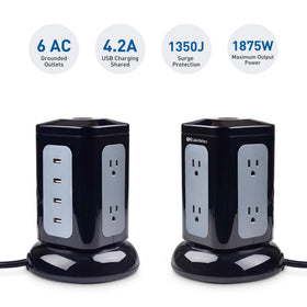 Cable Matters 10ft heavy-duty extension cord for flexible desk placement.