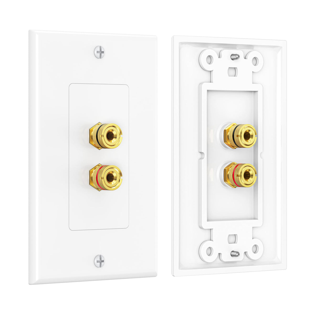 Cable Matters 2-pack speaker wall plate front view for clean installation