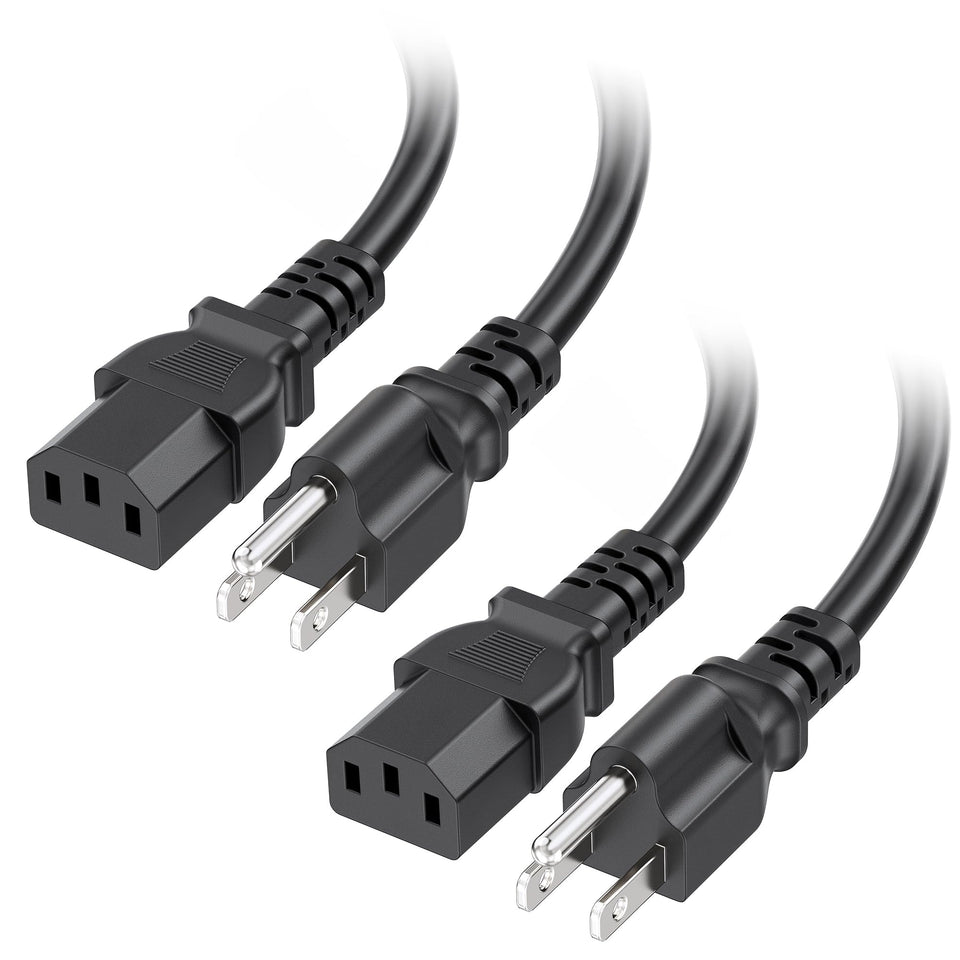 Cable Matters 2-pack 16 AWG power cords ready for 3 ft setups, ideal for tidy desktop desks