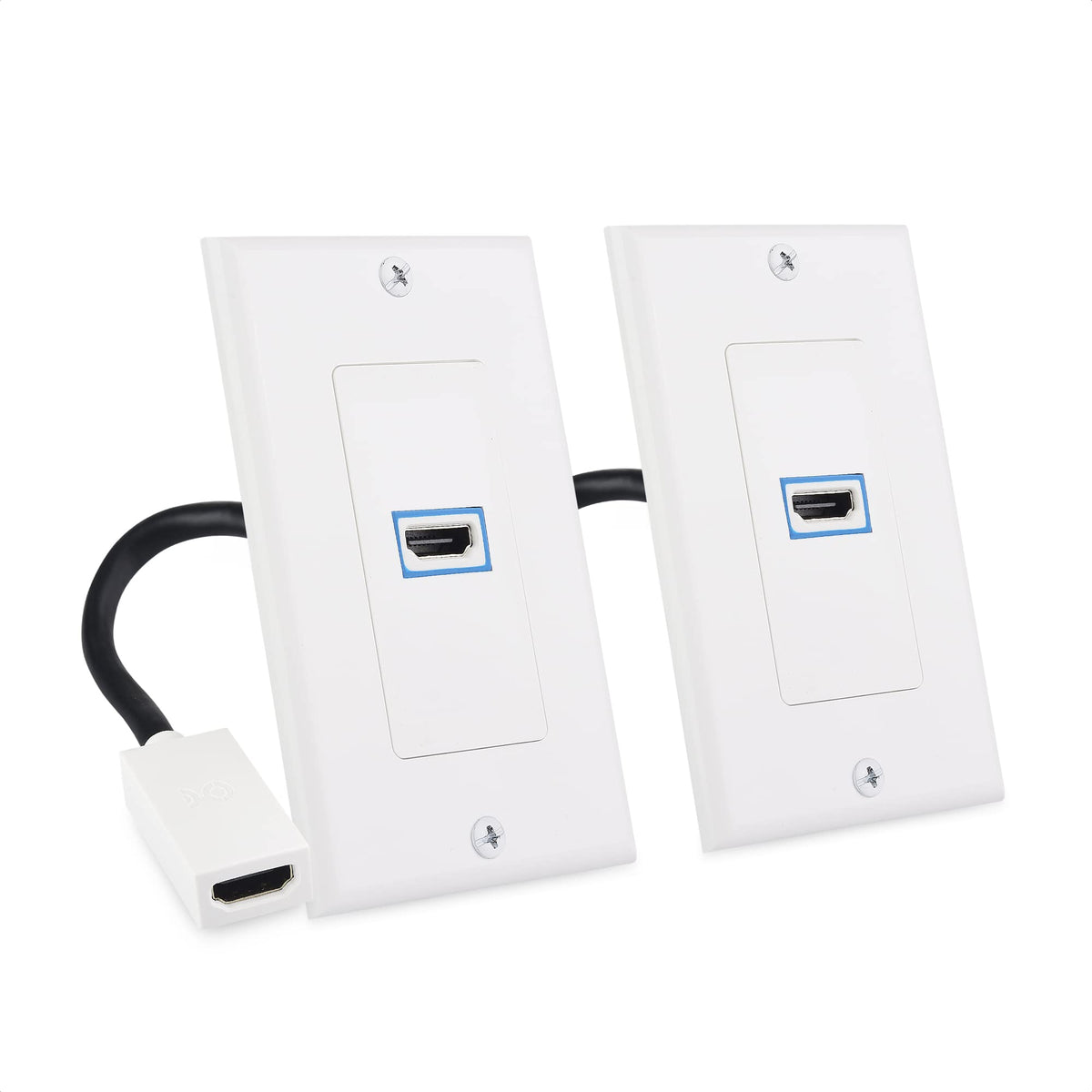 Cable Matters 2-pack 8K HDMI wall plate front view for clean in-wall routing