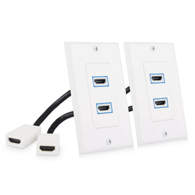 Cable Matters 2-pack 2-port 8K HDMI wall plate front view for clean AV setup