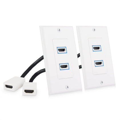 Cable Matters 2-pack 2-port 8K HDMI wall plate front view for clean AV setup