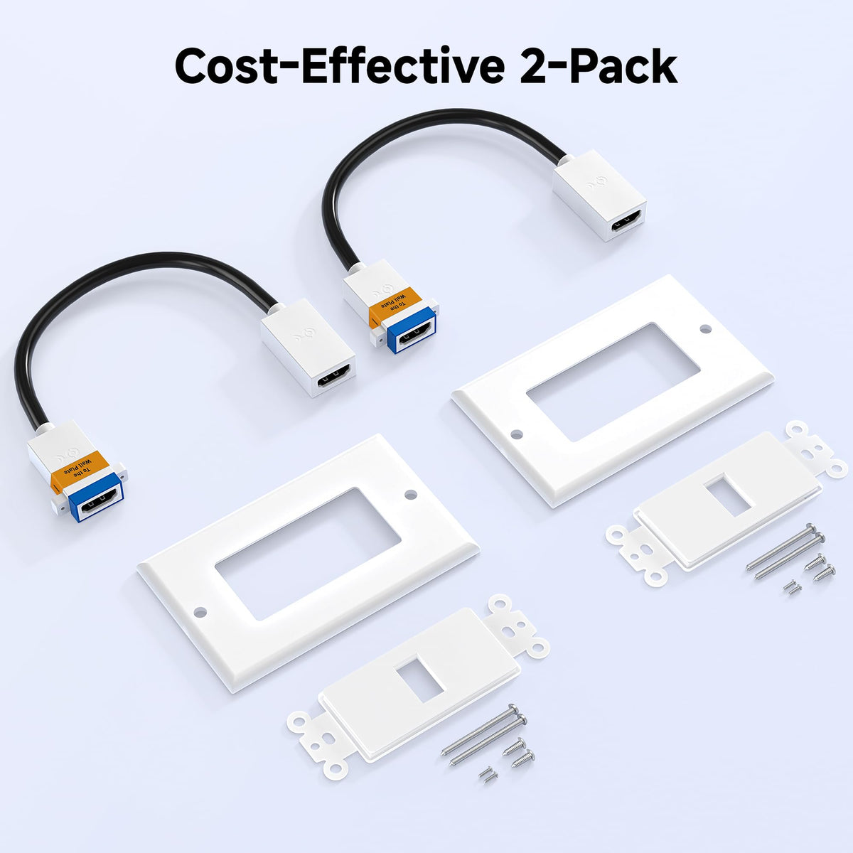Cable Matters 2-pack wall plate kit with two ports for neat AV setups