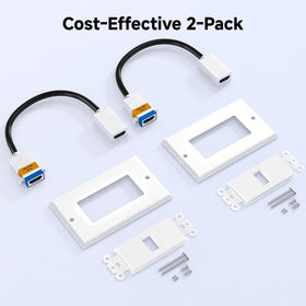 Cable Matters 2-pack wall plate kit with two ports for neat AV setups