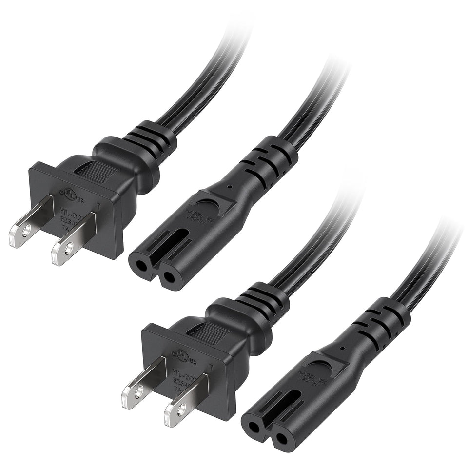 Cable Matters 2-pack two-prong TV power cord ready for quick TV power replacements