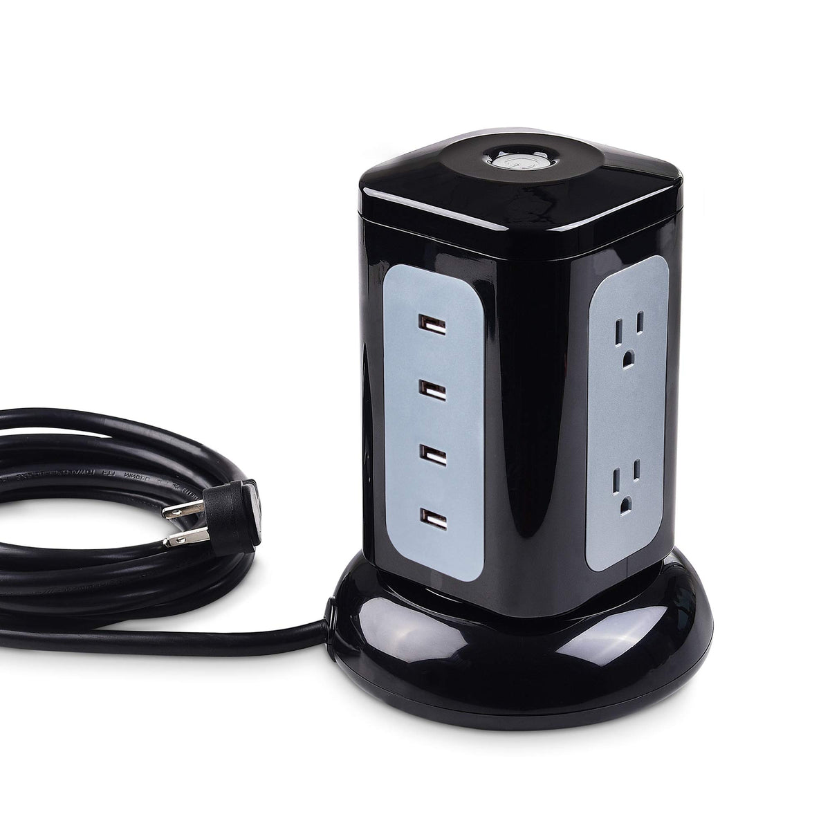 Cable Matters 6-outlet surge tower with USB ports centralizes device charging.