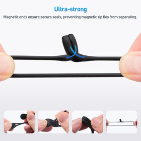 Cable Matters black silicone magnetic cord ties for color-coded cable management.