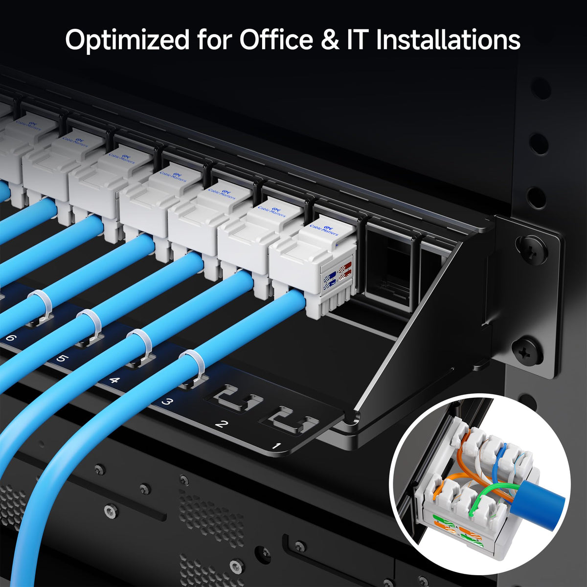 Cable Matters close-up of blank keystone openings illustrating flexible port customization