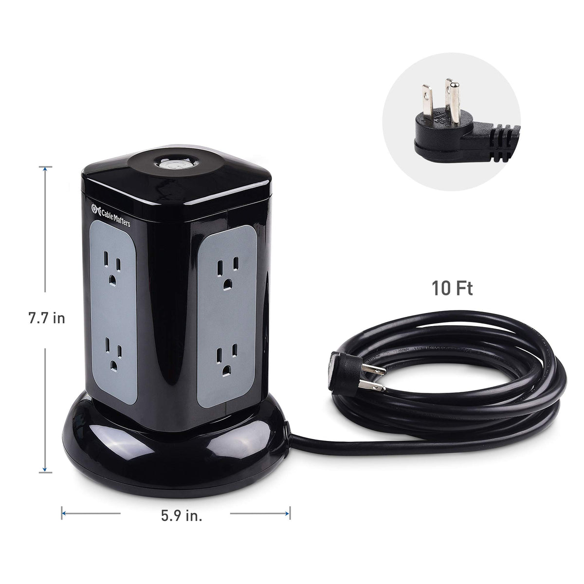 Cable Matters compact tower keeps devices organized on a busy desk.