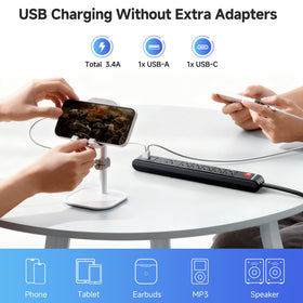 Cable Matters 8ft cord and low-profile plug detail for flexible placement