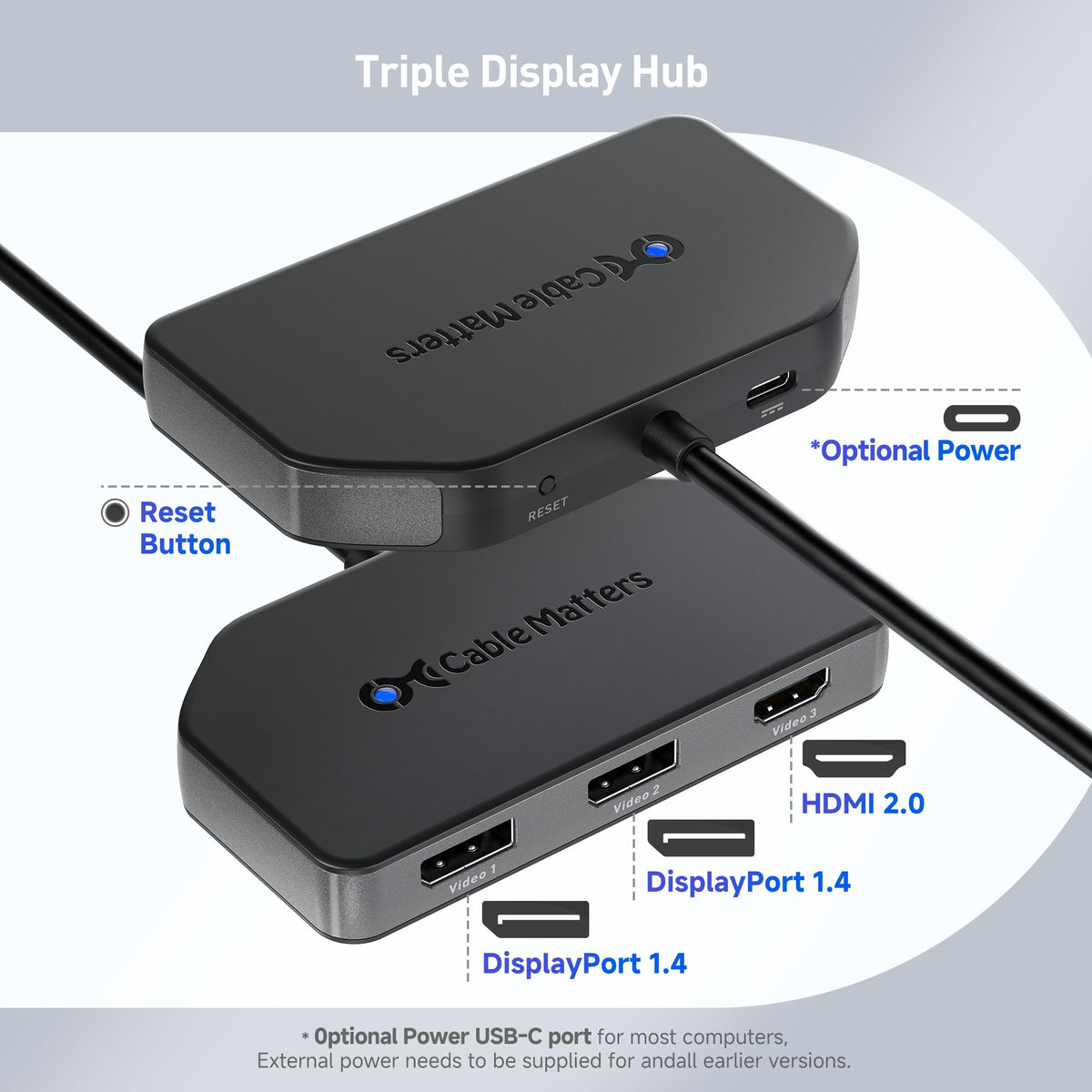 Cable Matters MST hub with two DP 1.4 outputs and HDMI 2.0 for Windows