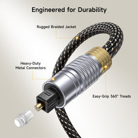 Cable Matters optical cable demonstrates 360-degree grip treads for easy handling