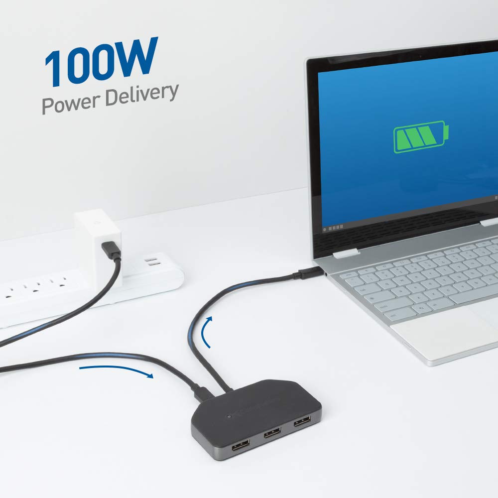 Cable Matters 12-inch flexible tail reduces strain on the USB-C port.