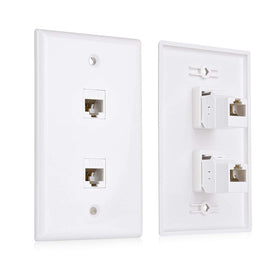 Cable Matters front faceplate showing two Cat6 RJ45 ports and clean finish, professional result