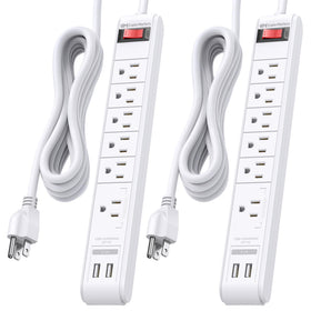 Cable Matters front view showing six outlets and neat layout for convenient power