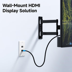 Cable Matters 2-Port HDMI wall plate insert demonstrates dual ports for increased connectivity.