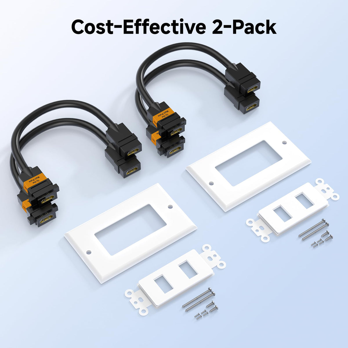 Cable Matters HDMI wall plate with pass-thru keeps living room setup tidy.