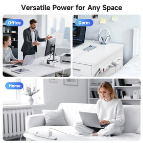 Cable Matters installed under a desk powering monitor, laptop and phone for tidy setup