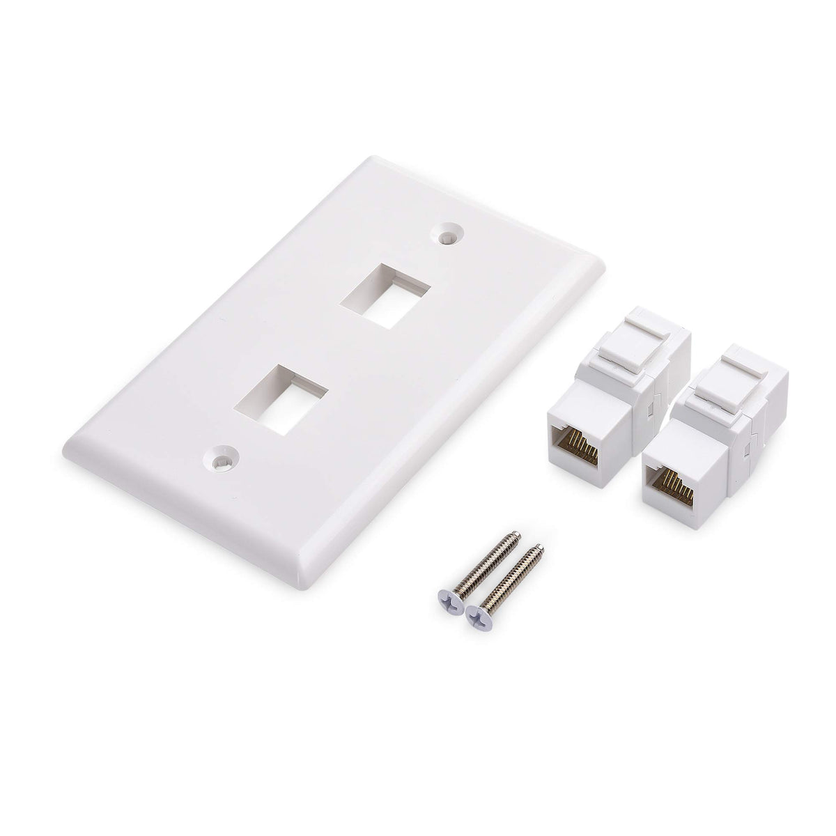 Cable Matters wall plate installed in living room media center demonstrating tidy cable access