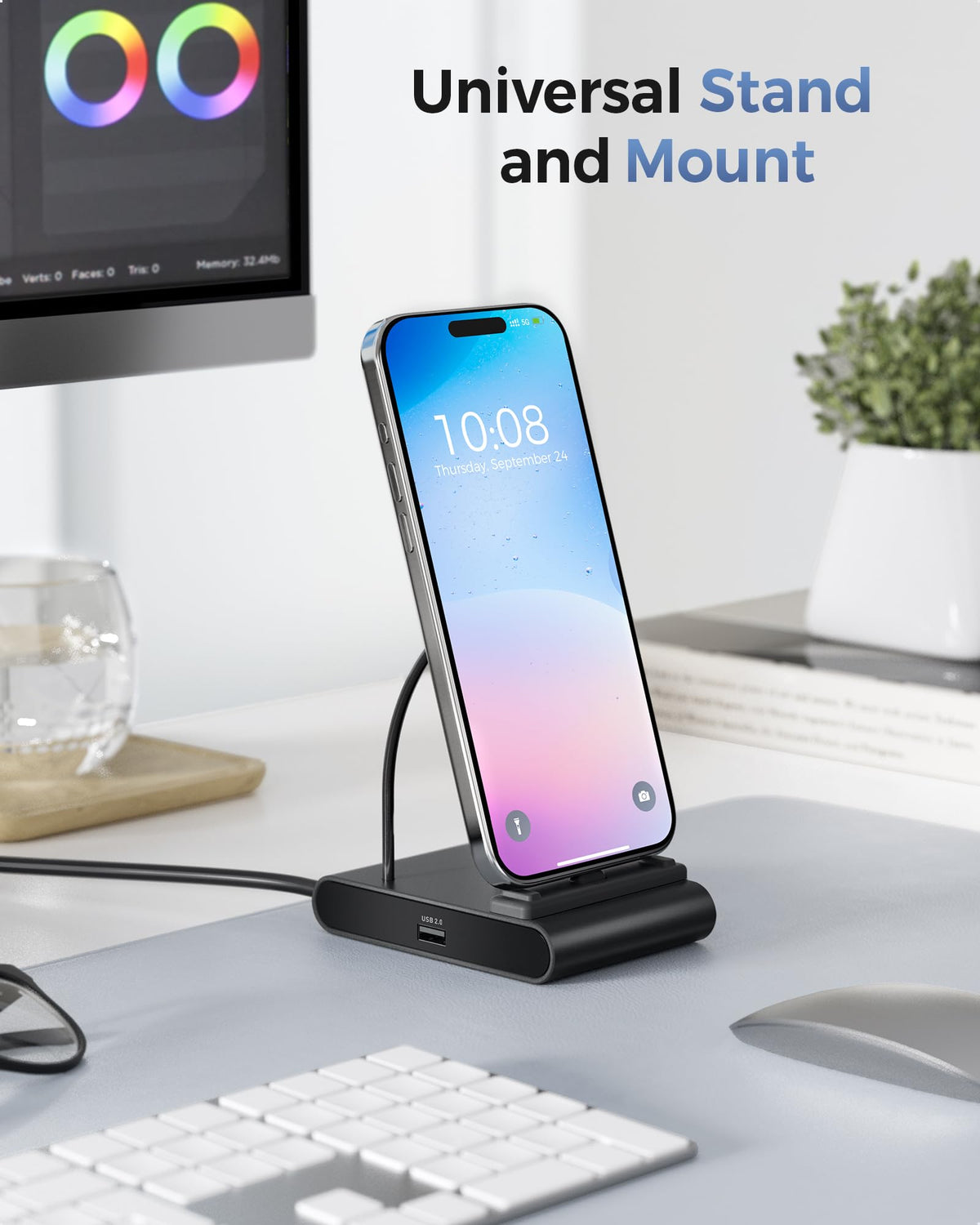 Cable Matters in a lifestyle desk setup with tablet to create a desktop-style workstation