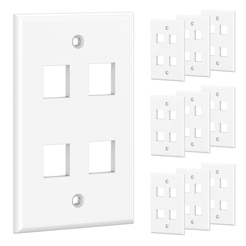 Cable Matters low-profile 4-port keystone wall plate creates a neat flush install for cables.