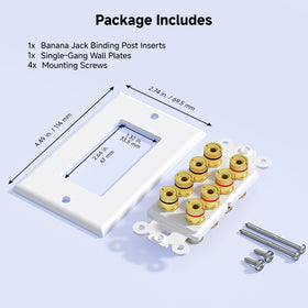 Screws included for quick, professional speaker wiring installation