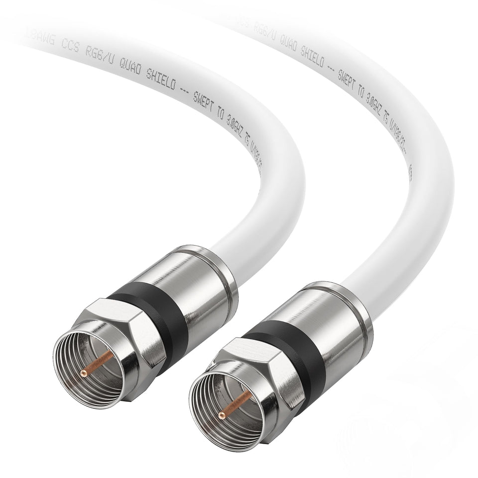 Cable Matters RG6 25ft white coaxial cable for reliable HDTV connections