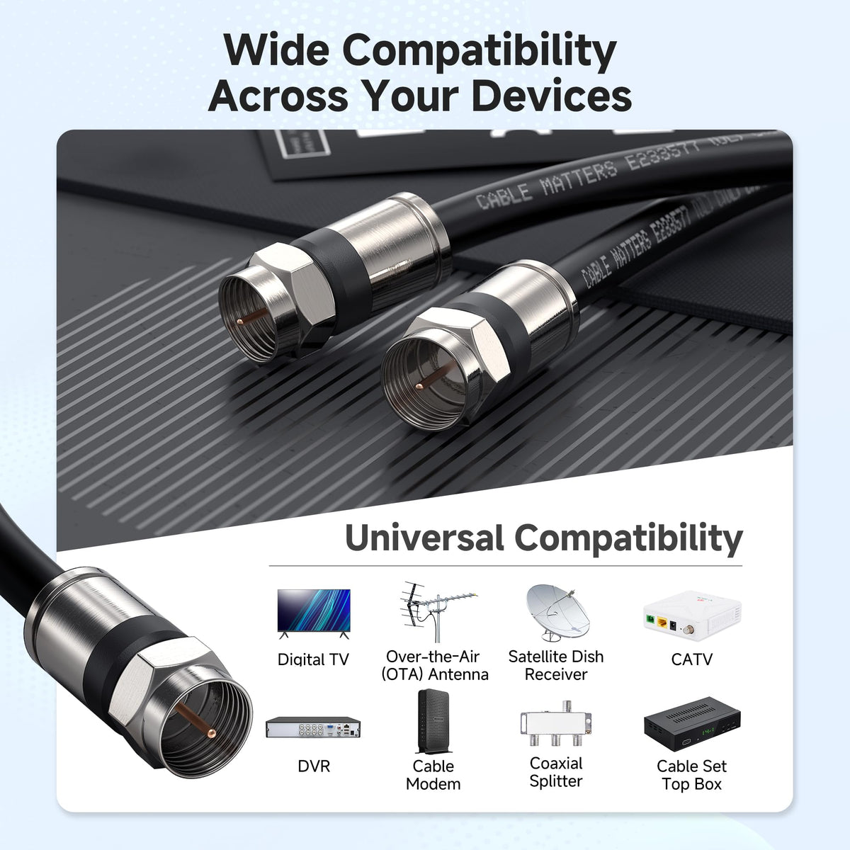 RG6 coax cable suitable for DVR and antenna installations.