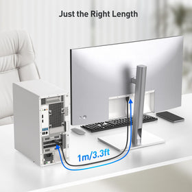 Cable Matters length comparison beside USB and credit card for scale and fit
