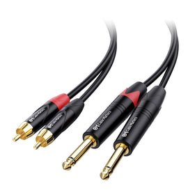 Cable Matters short dual 1/4 to dual RCA cable, 3ft, ideal for on-stage instrument connections.