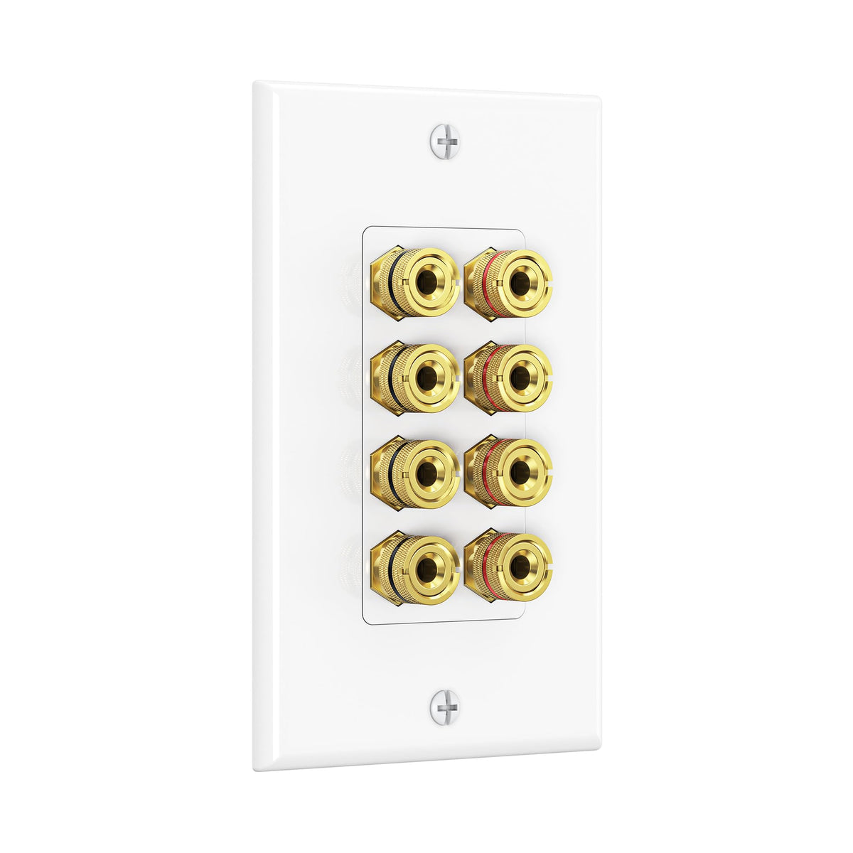 Cable Matters speaker wall plate with gold-plated banana plugs for neat wiring
