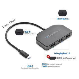 Cable Matters hub with three DisplayPort outputs for expansive productivity.