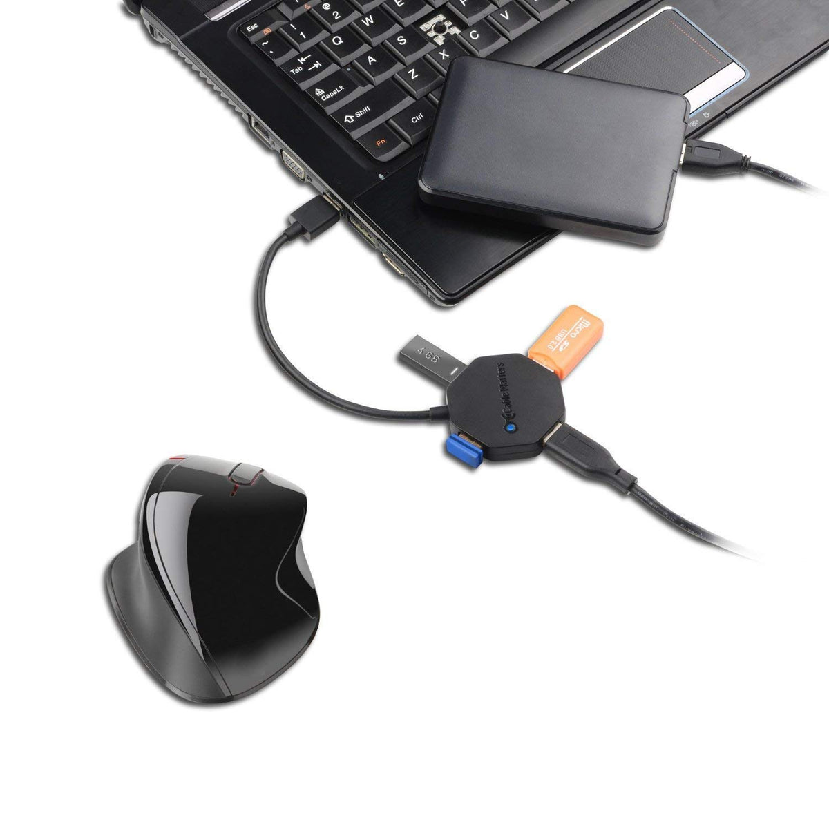 Cable Matters ultra mini beside smartphone for scale, conveys lightweight pocket-friendly transport