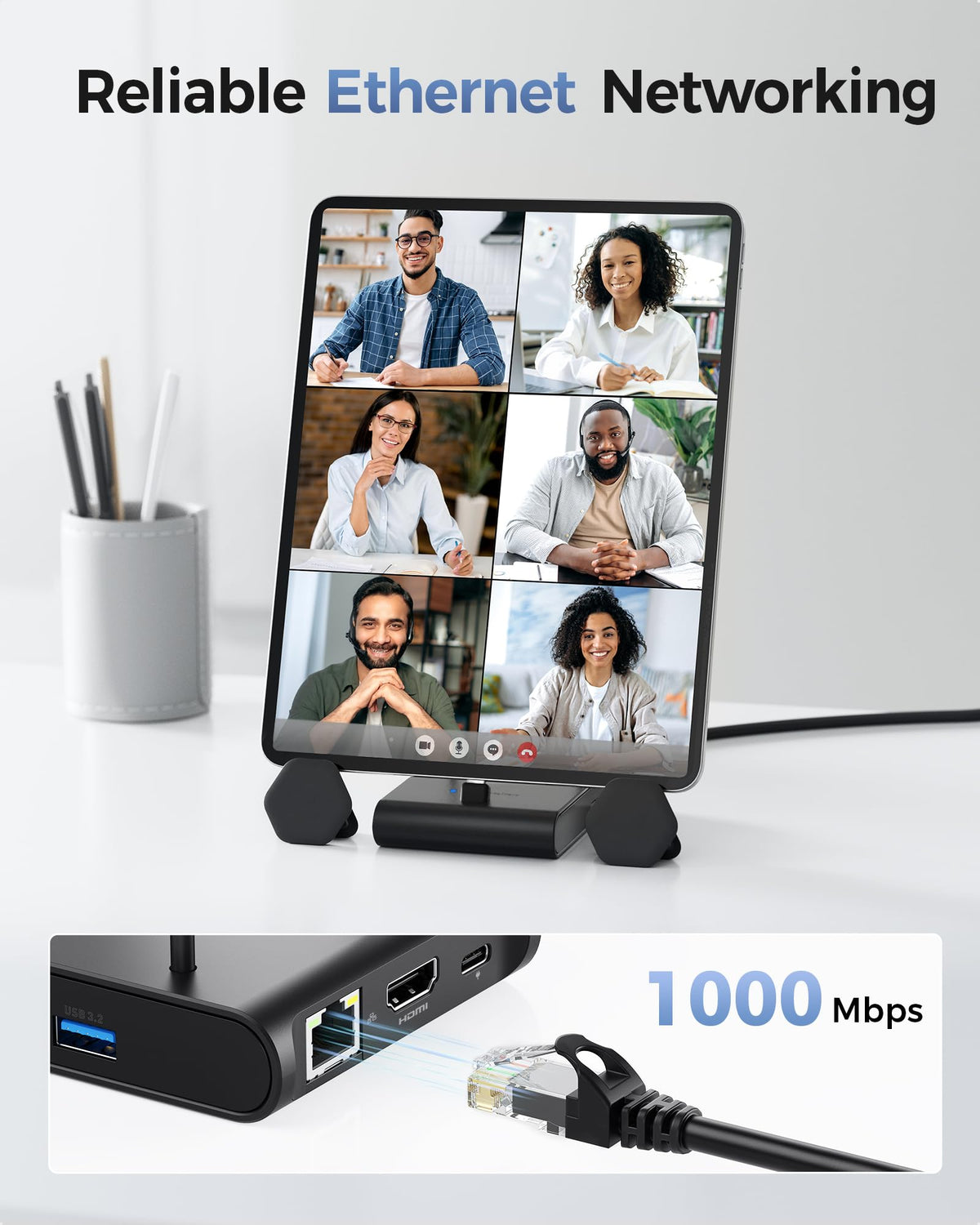 Cable Matters USB-A and USB-C ports detail enabling peripherals and 100W charging