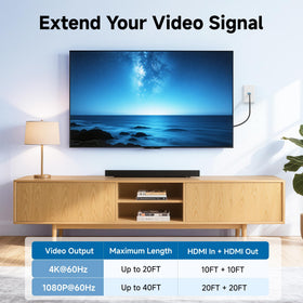 Cable Matters HDMI wall plate back with 4-inch pigtail for easy routing.