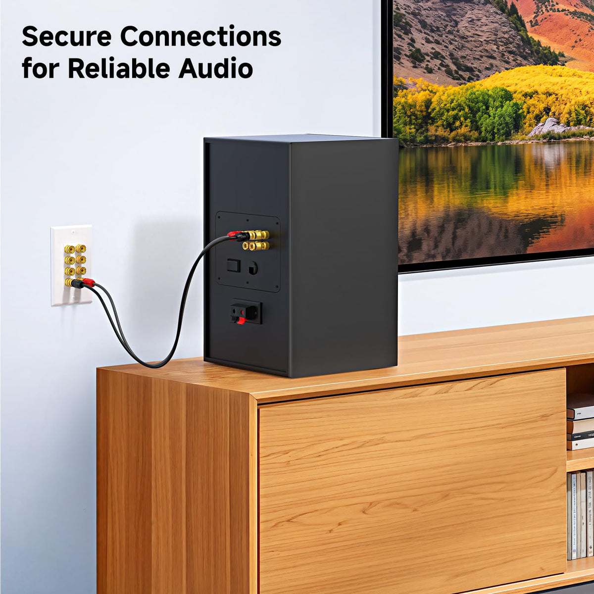 Four‑speaker setup using Cable Matters wall plate for organized audio