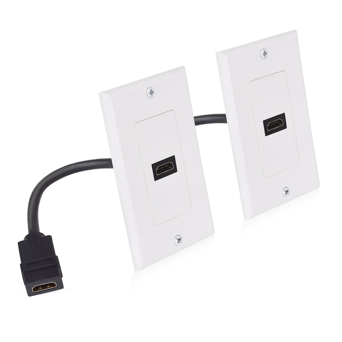 Cable Matters HDMI wall plate front with coupler for clean in-wall 4K setup.