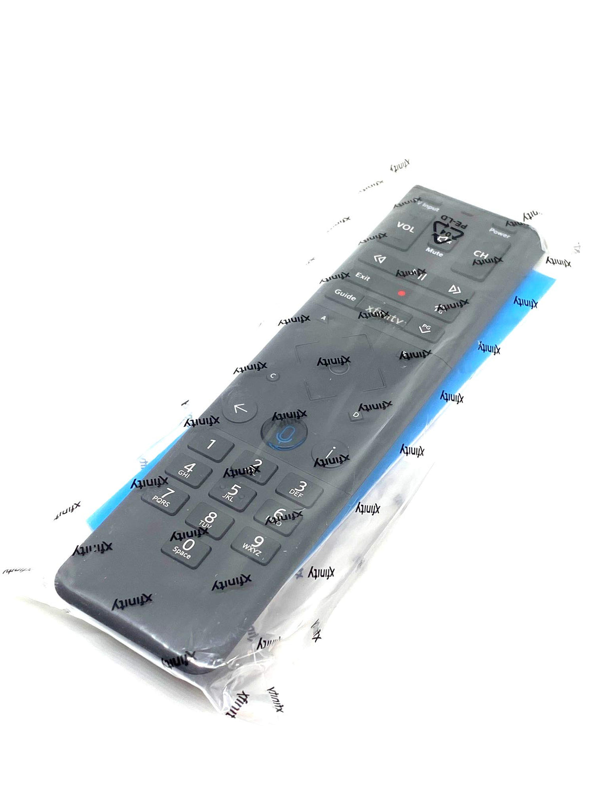cable XR15 in hand pointing at TV, voice commands and aim anywhere benefit