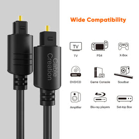 CableCreation Toslink cable features removable rubber tips to protect connectors