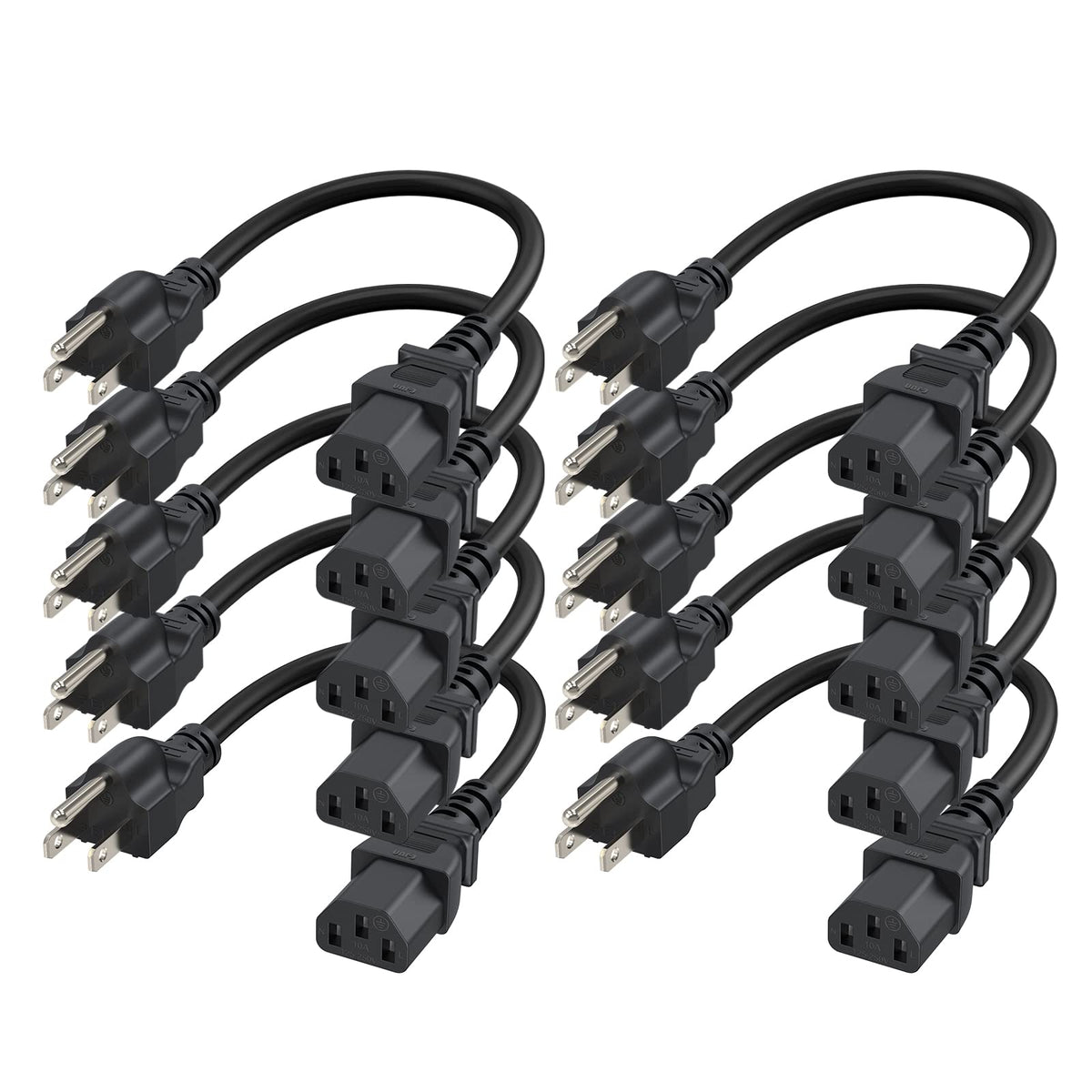 CableCreation front packaging showing ten 1ft power cords and pack benefit