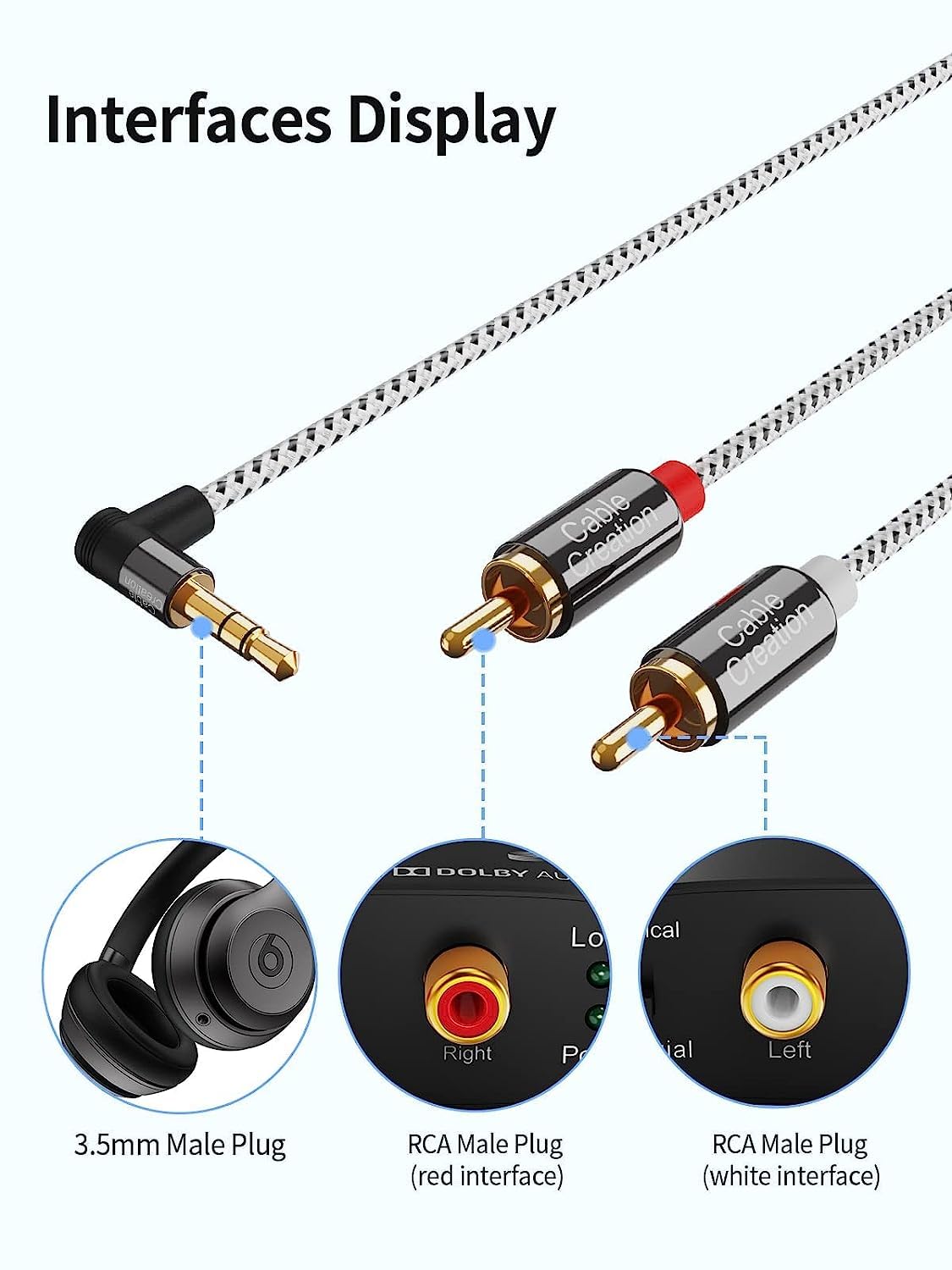 CableCreation ultra slim gold plated ends fit most 3.5 mm jacks