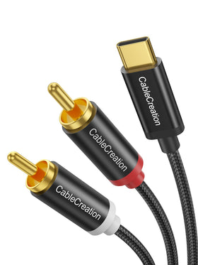 CableCreation USB-C to RCA 10ft cable connects phone to speakers for clear stereo