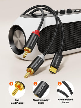 CableCreation USB-C to RCA cable with Jieli chip for broad device compatibility