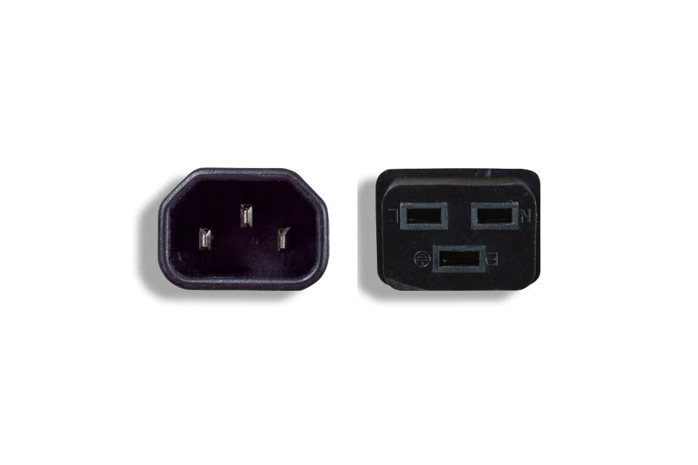 Cablelera close-up of molded C19 connector with durable strain relief benefit