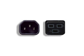 Cablelera close-up of molded C19 connector with durable strain relief benefit