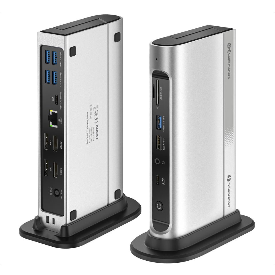 Cable Matters 16-in-1 dock front view with many ports for versatility.