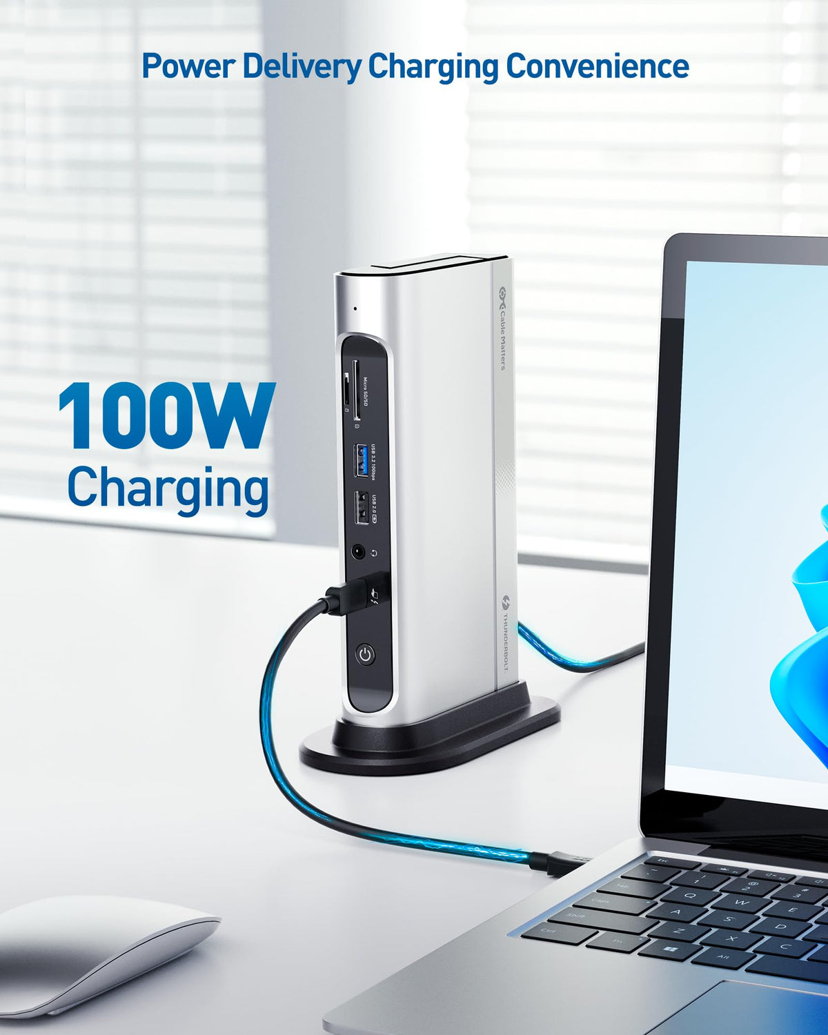 Cable Matters SD/microSD ports for easy media transfer.