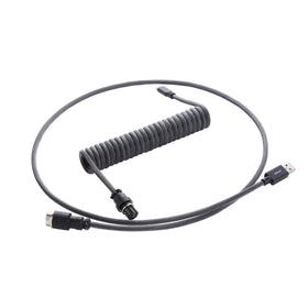 CableMod front view showing carbon grey cable and powder-coated connectors for sleek desk styling