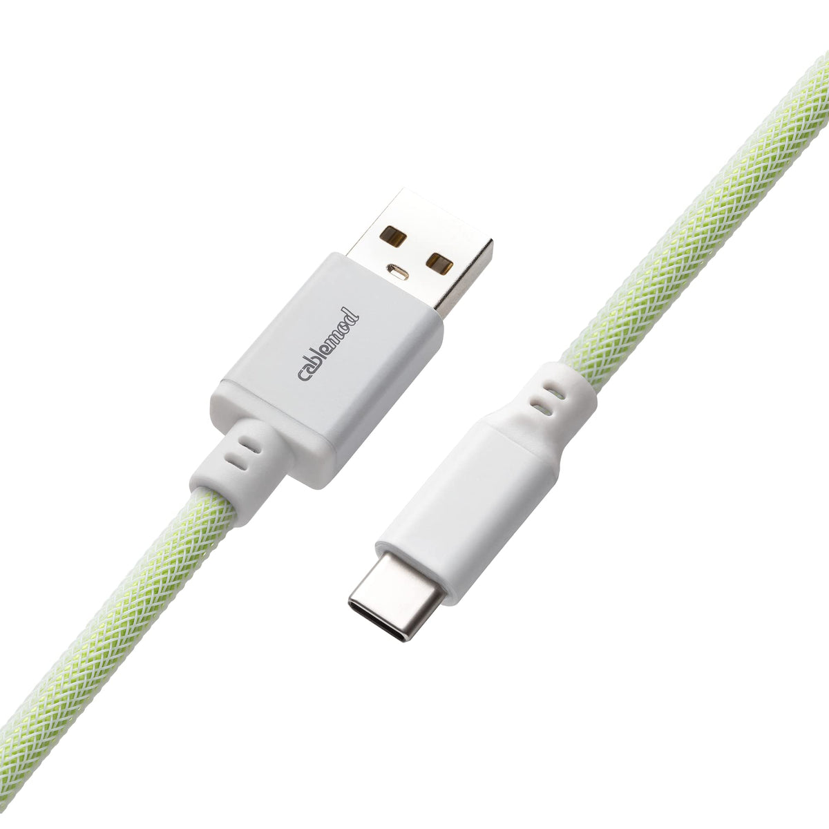 CableMod detail of powder-coated aviator connector showing secure detachable routing benefit